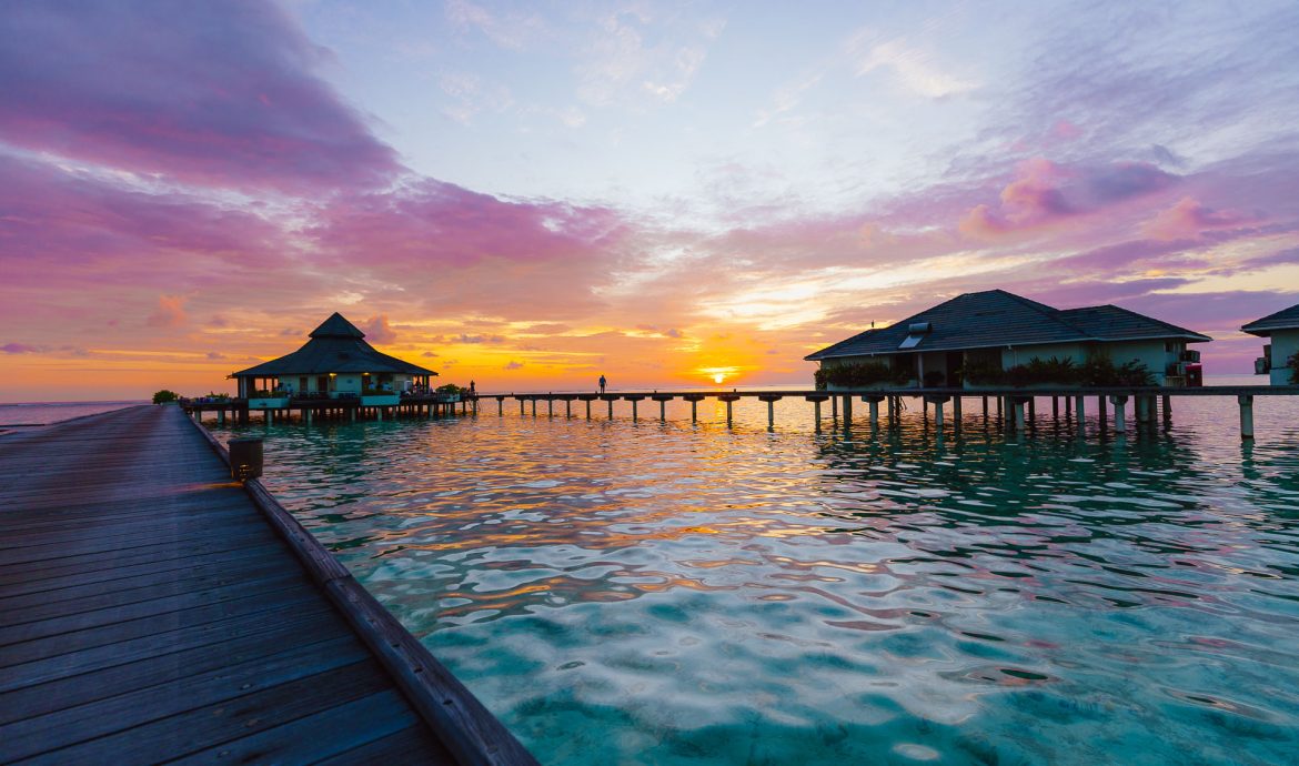 Sončni zahod v vodnih vilah je res neprecenljiv. 